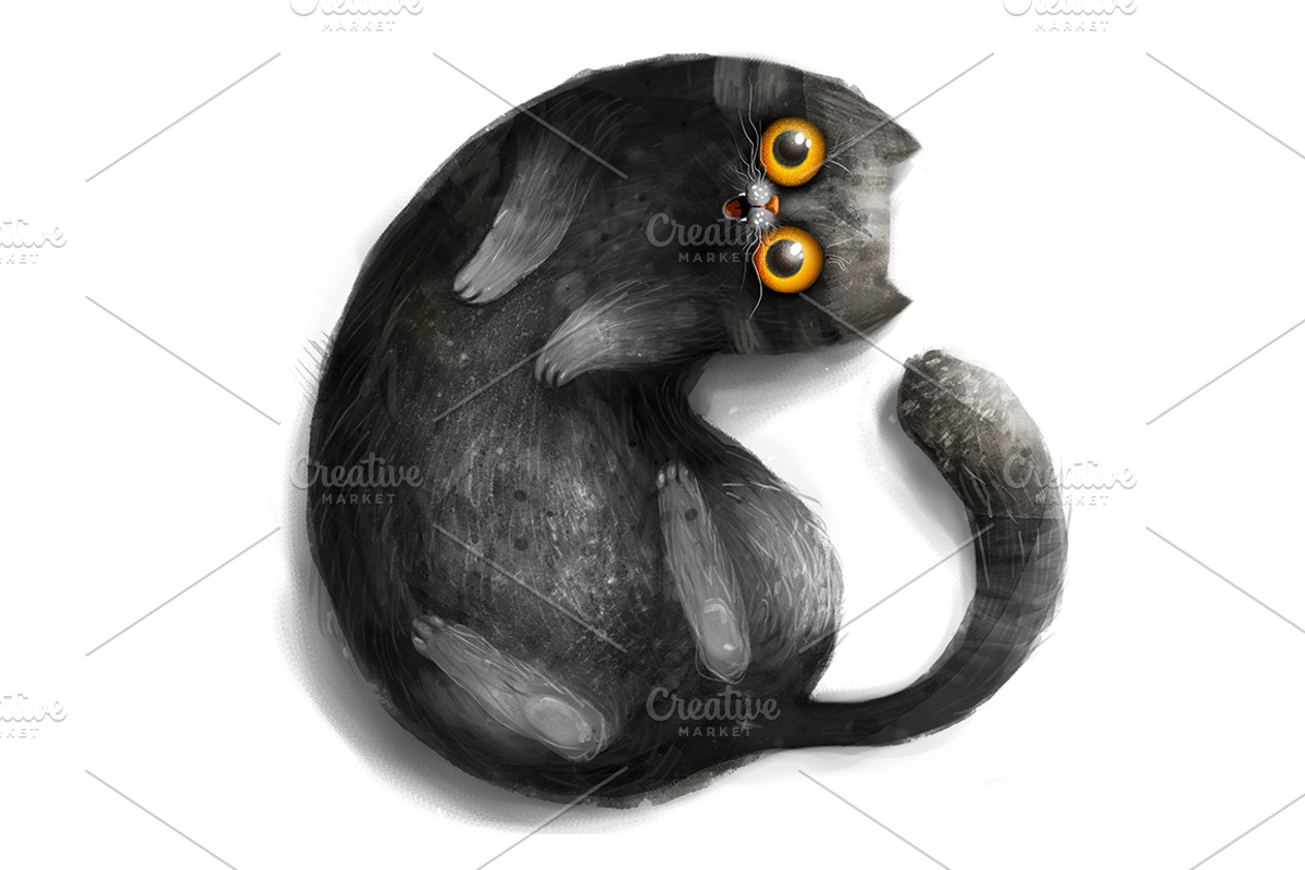 Happy black cat character, an Animal Illustration by Marysha Art (Photo 2 of 2)