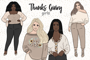 Thanks Giving Girls Clipart