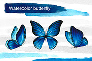Blue watercolor butterflies, an Illustration by Art Watercolor (Thumbnail 1 of 4)