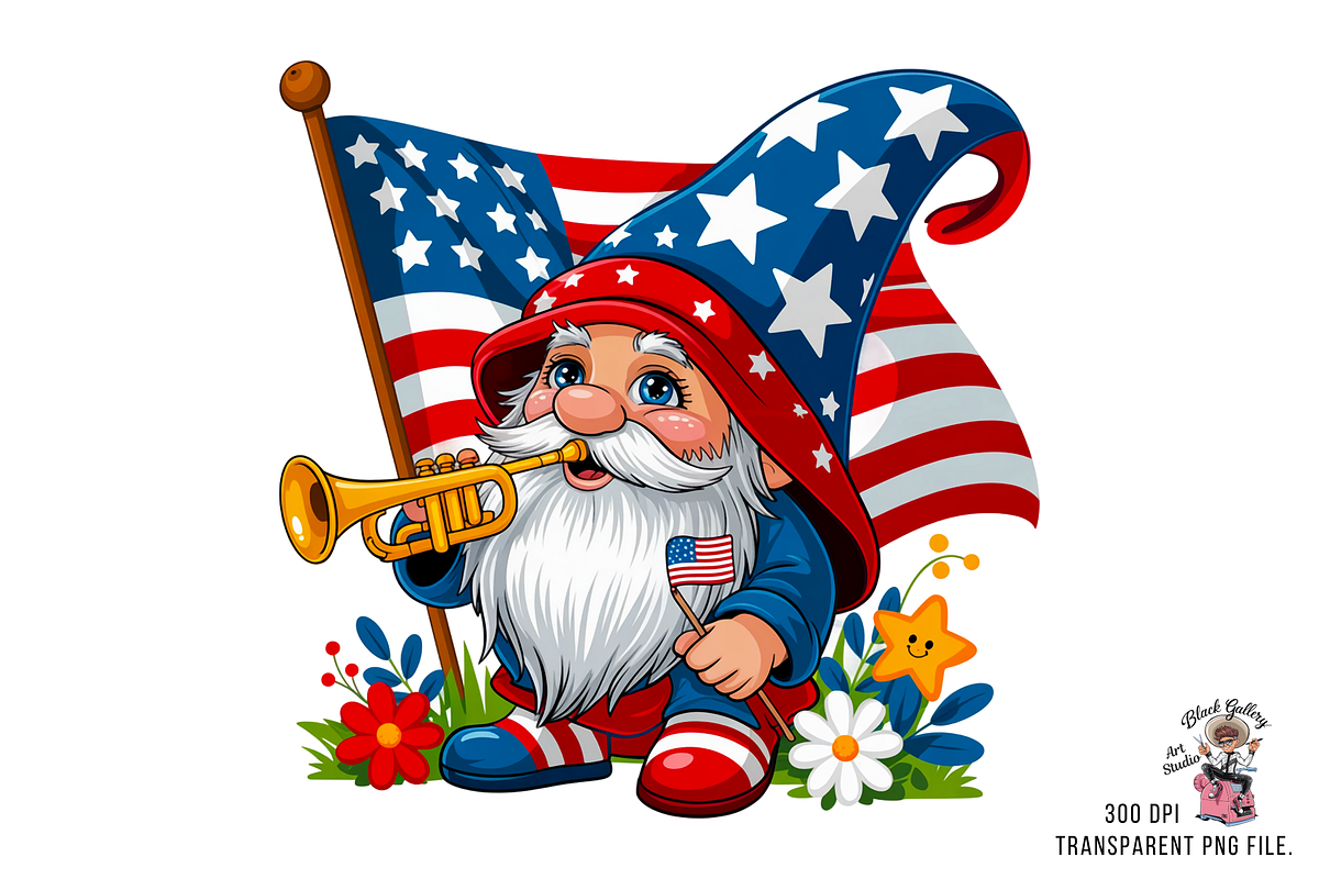 4th of July Gnome Clipart Png Bundle, an Illustration by Clipart Bloom (Photo 8 of 11)