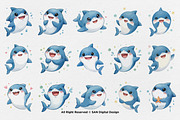 15 Bundle Watercolor Cute Shark Sea, an Animal Illustration by Morspective (Thumbnail 8 of 8)