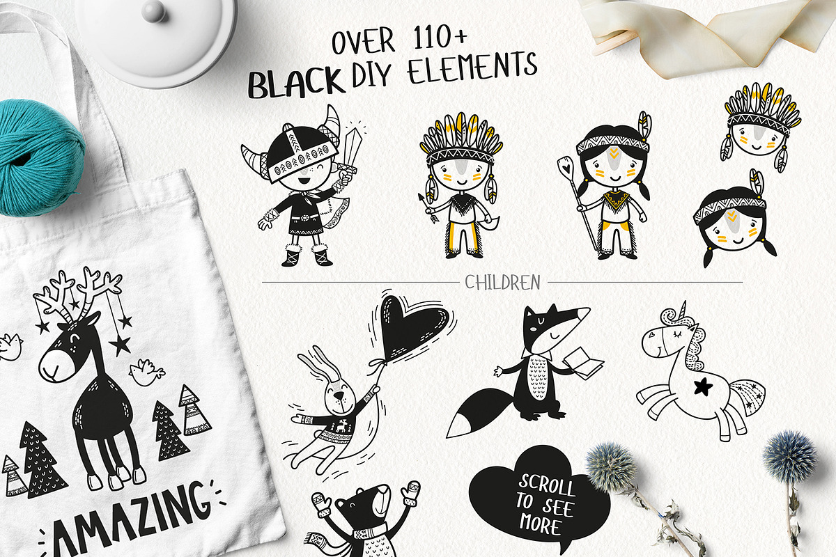 Cute Kids Scandinavian Set, an Animal Illustration by KAZUKA (Photo 3 of 10)