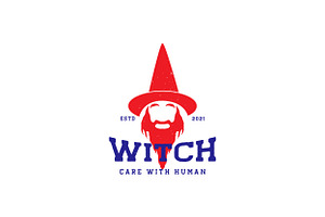 Logo Vintage Old Man Beard Witch