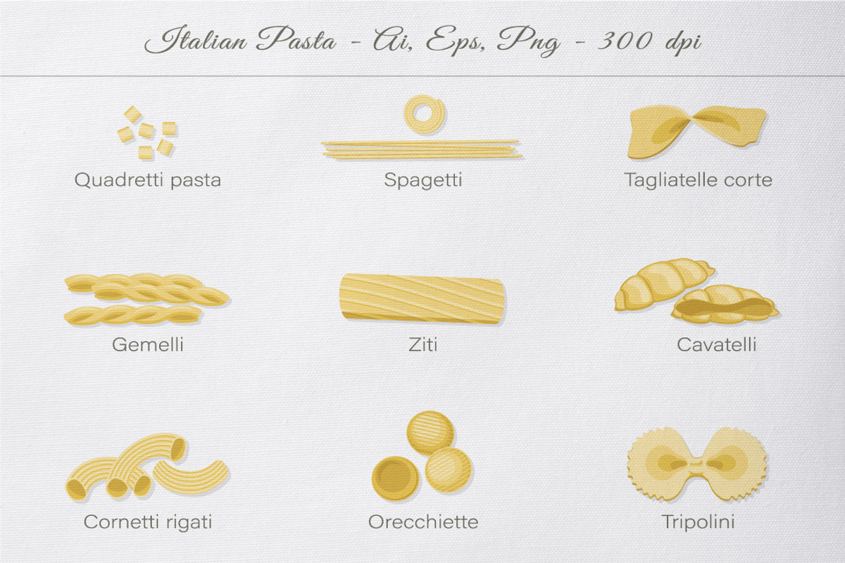 Big set of Illustrated Italian pasta, an Object Graphic by Yummy (Photo 6 of 12)