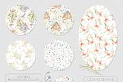 Birds and flowers watercolor clipart, a Decorative Illustration by Kate Lanbina (Thumbnail 13 of 15)