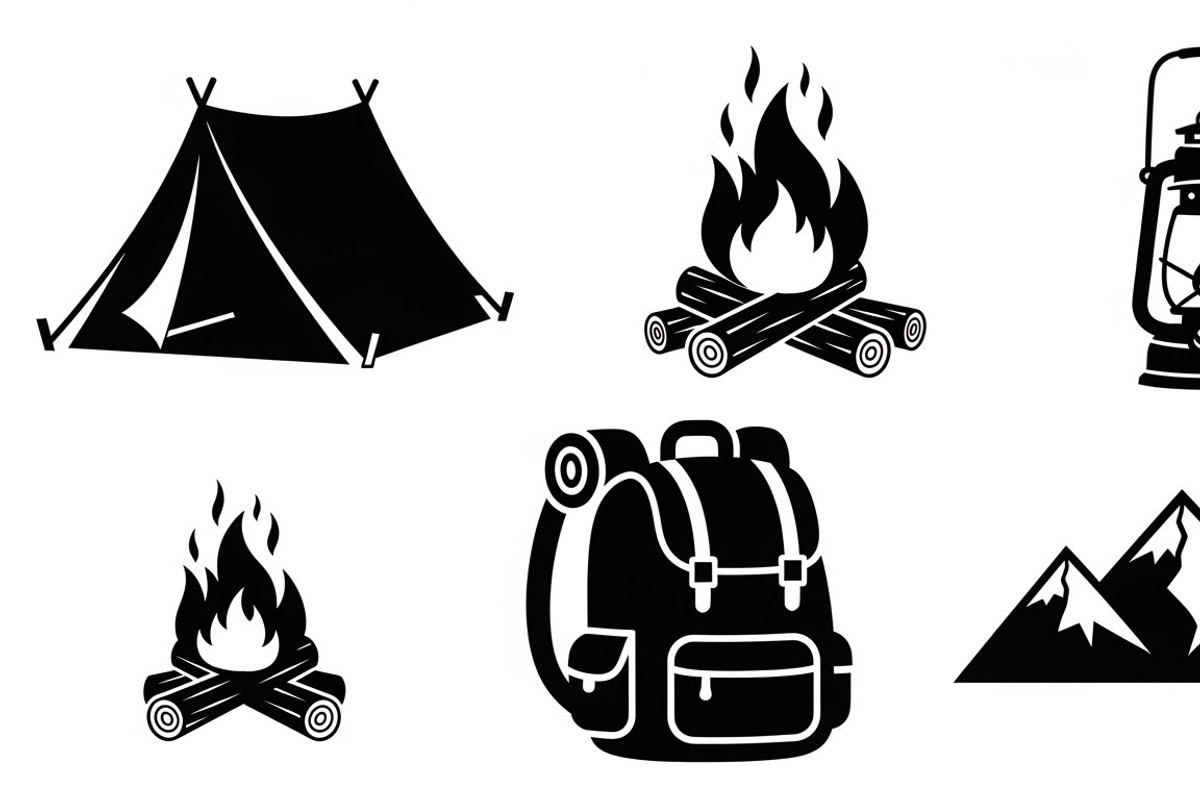 Camping Adventure Silhouette Icon, an Illustration by Artivon (Photo 24 of 51)