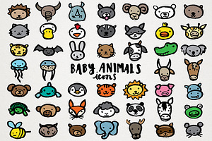 Baby Animals Icons Clipart