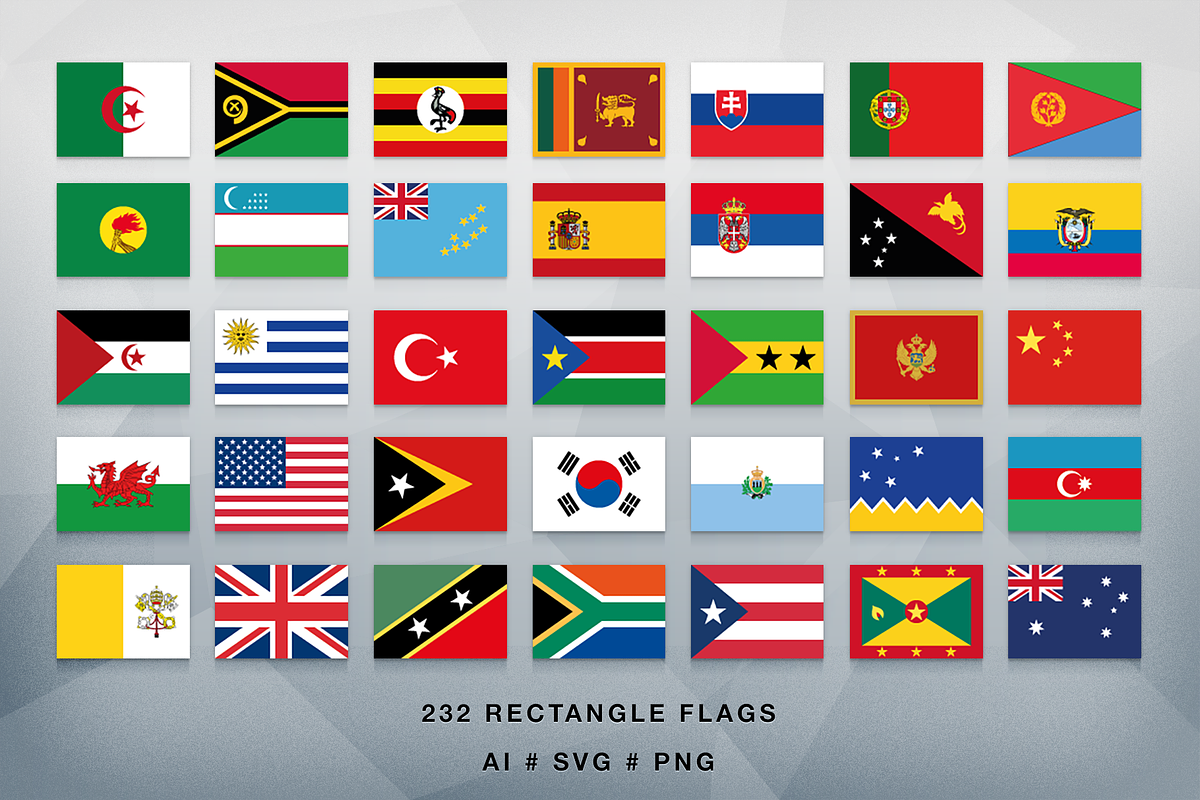 Rectangle Flags (232 Vector Flags), a Solid Icon by alpercakici (Photo 1 of 2)