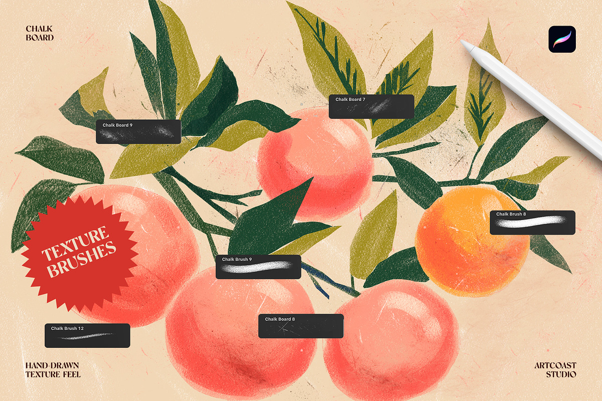Chalk Board Procreate Brushes, a Brush Add-On by Spasibenko Art (Photo 4 of 11)