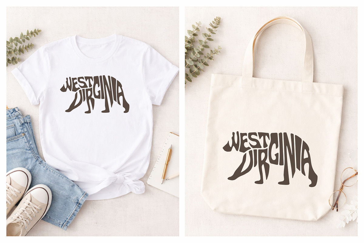 West Virginia SVG | Bear Shape Word, an Object Graphic by DigitalDesignsLaura (Photo 2 of 3)