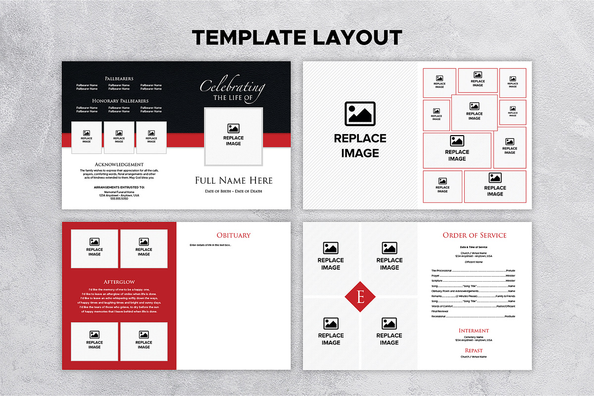 Red & Black Funeral Program Template, a Templates & Theme by Studio Reena (Photo 6 of 7)