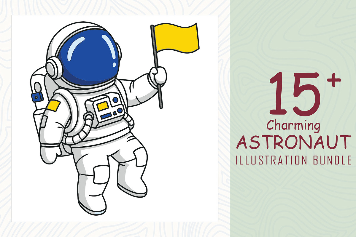Charming Astronaut Illustration Set, a Technology Illustration by Sofia's Fashion (Photo 1 of 3)