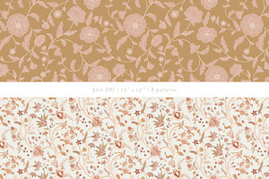 Vintage Block Print Floral Patterns