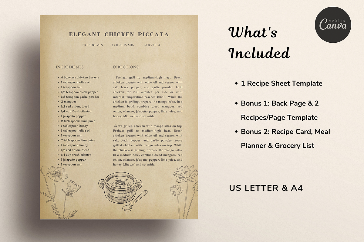 Vintage Recipe Template Canva, a Templates & Theme by OrganizationOasisRo (Photo 2 of 10)