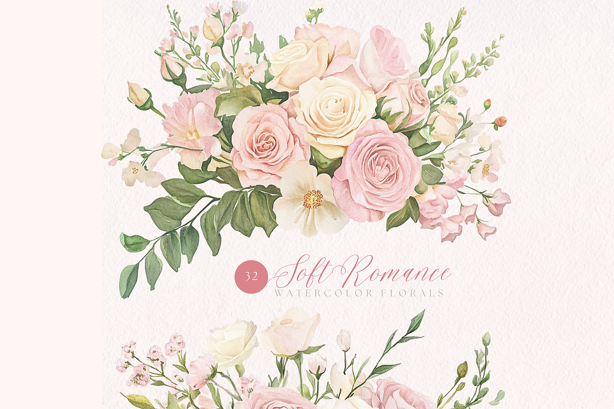 Peach Rose and Eucalyptus Clipart, a Decorative Illustration by ClipArtCharm (Photo 2 of 5)