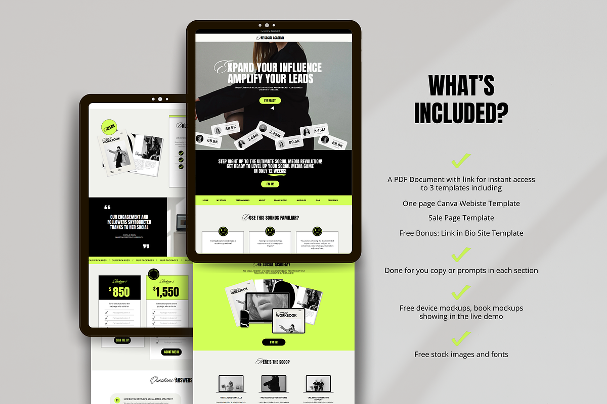 Bold Website Template Bundle Canva, a Websites & App Template by Row Creative (Photo 3 of 10)
