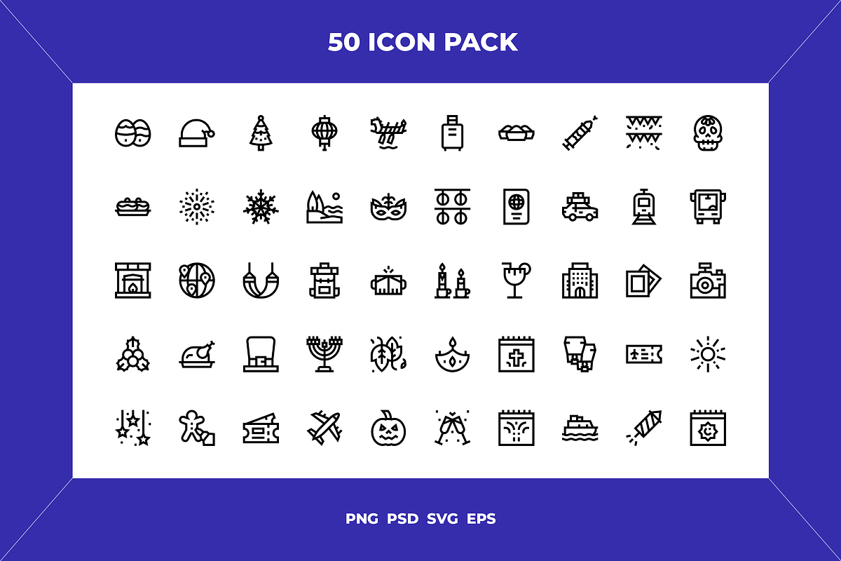 Holidays icons, an Outline Icon by Wencory (Photo 1 of 2)
