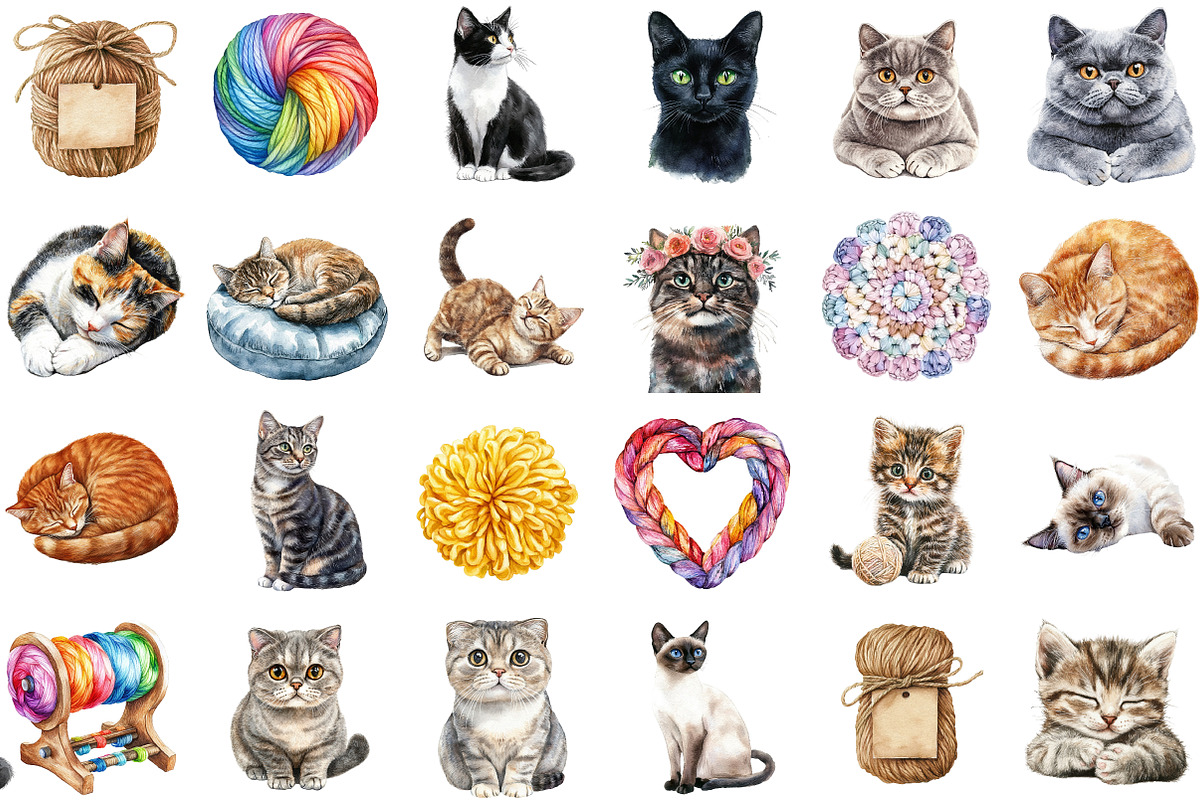 Knitting & Crochet Watercolor Clipar, an Illustration by Sublimation Artist (Photo 2 of 6)