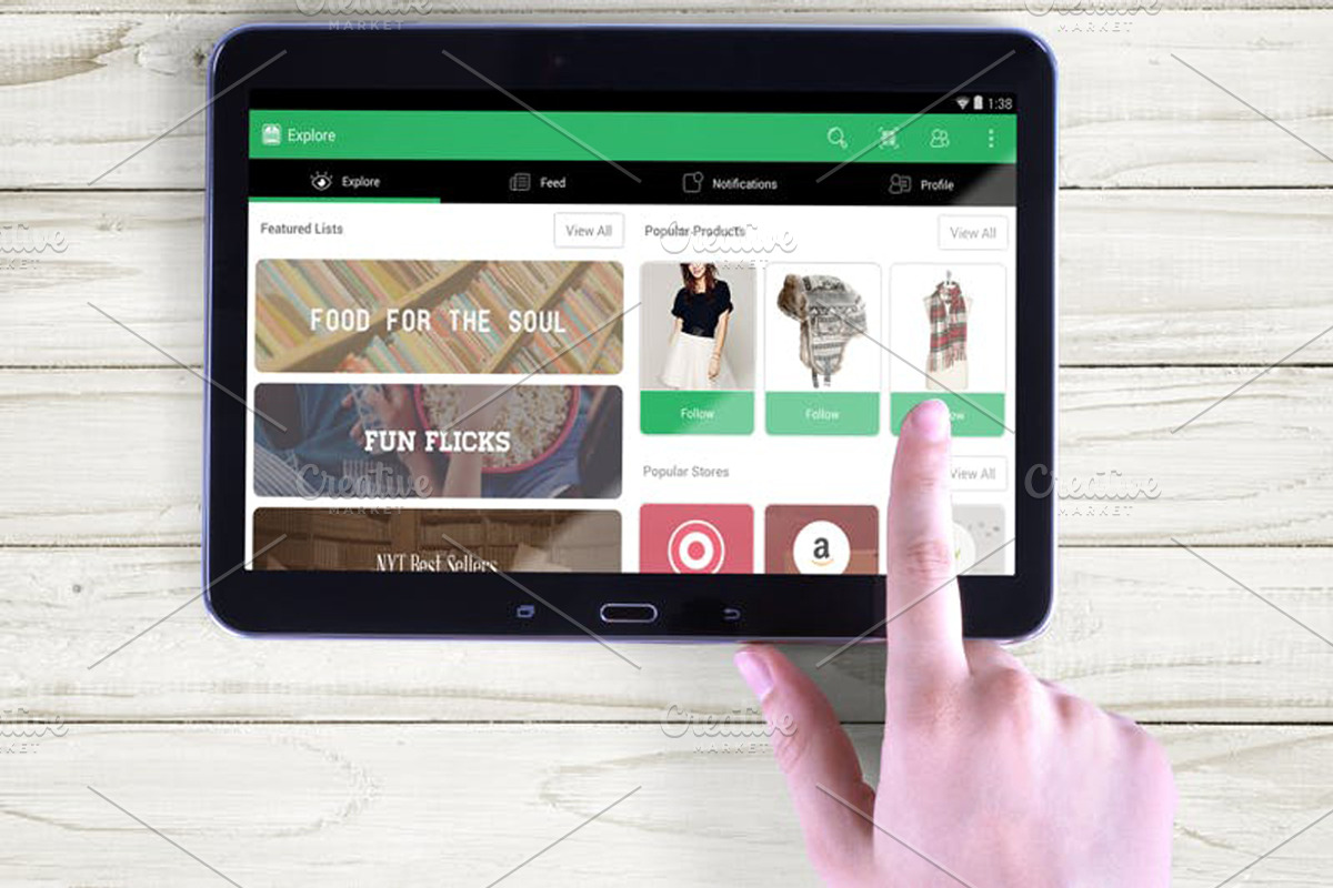 Tablet in Hand Mock Up, an iPad Mockup by Qaleb Studio (Photo 9 of 11)