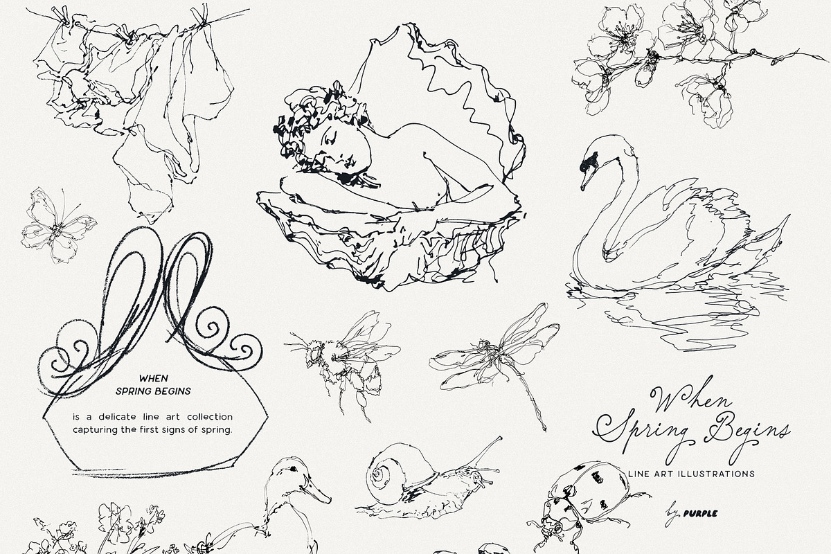 When Spring Begins: Line Art