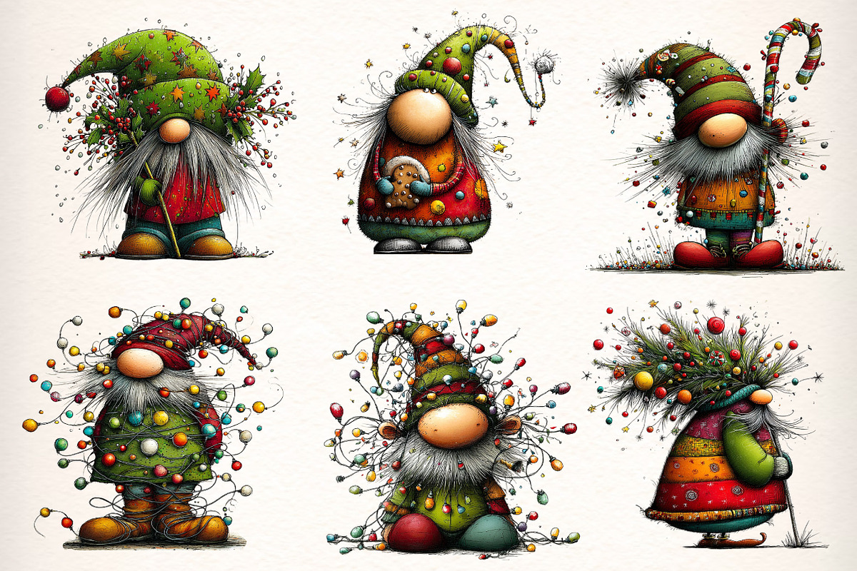 Whimsical Christmas Gnome Clipart, an Illustration by Dream Creation (Photo 3 of 8)