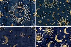 Celestial Sun Moon Star Pattern