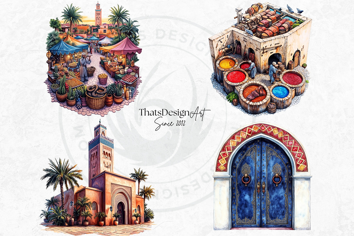 Morocco Travel clipart Set, a Decorative Illustration by ThatsDesignArt (Photo 7 of 10)