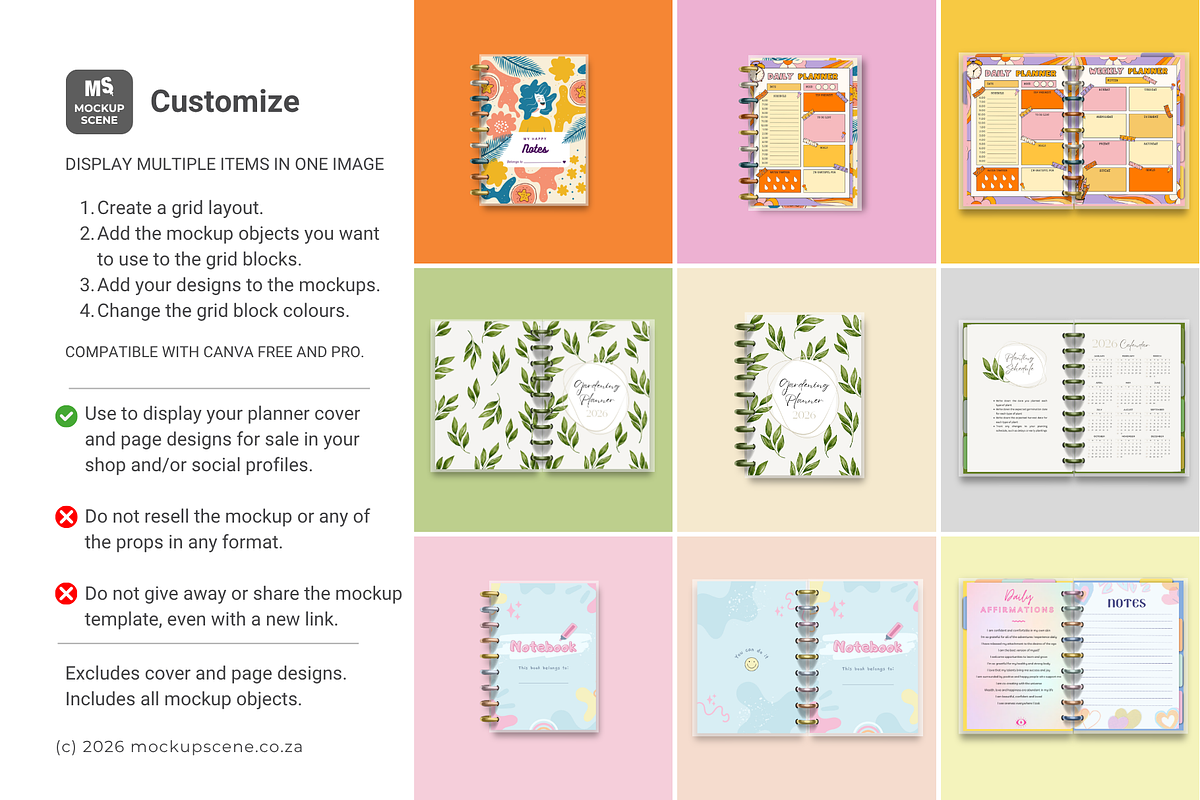 A5 Disc Bound Planner Canva Mockup, a Books & Magazine Mockup by Mockup Scene (Photo 10 of 10)