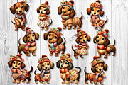 Cute Autumn Dachshund Clipart Set, a Seasonal Illustration by V Design Creator (Thumbnail 9 of 9)