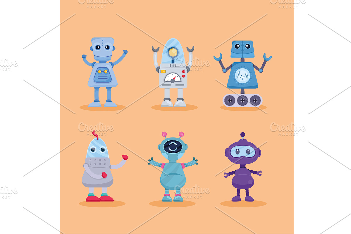 six robots electrics icons, a Technology Illustration by studiogstock