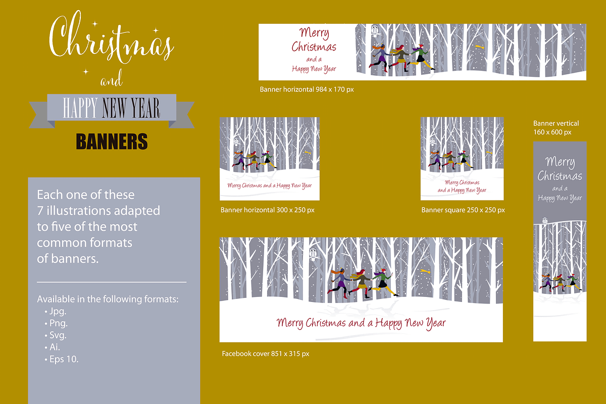 Christmas Cards and Banners Bundle, a Seasonal Illustration by ÁRTICA (Photo 8 of 19)