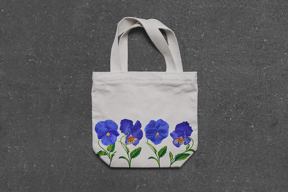 Blue Pansies Vector Set, an Illustration by MarynaPetrovska (Photo 13 of 15)