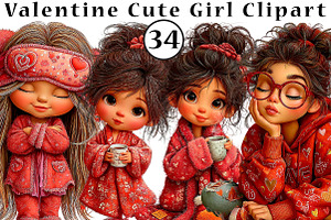 Valentine Cute Girl Clipart Png, an Illustration by CreationArt