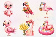 Flamingo Watercolor Clipart, Exotic, an Illustration by CreationArt (Thumbnail 3 of 5)