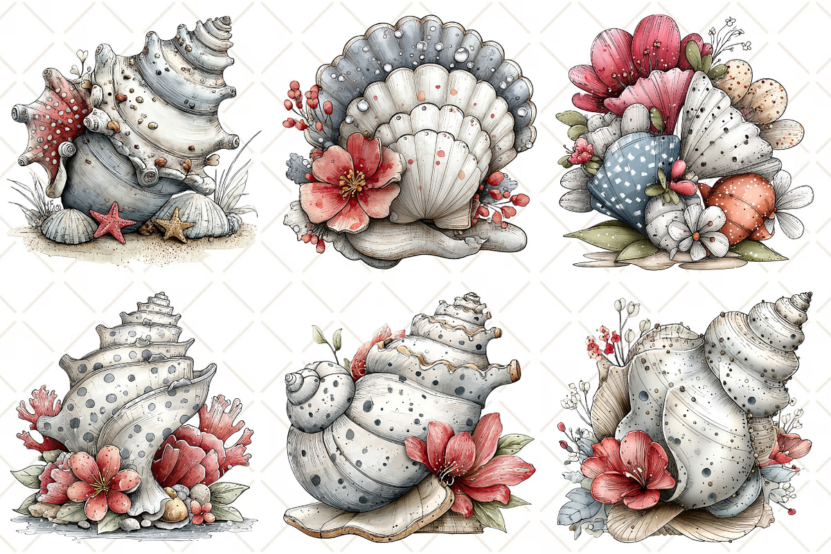 Whimsical Silver Summer Seashell, an Illustration by Black Bird Studio (Photo 3 of 5)