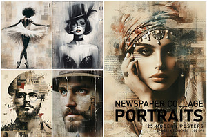 Newspaper Collage Portraits