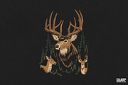 Rustic Buck And Deer In Dark Pine, an Object Graphic by SharpMarketplace (Thumbnail 1 of 4)