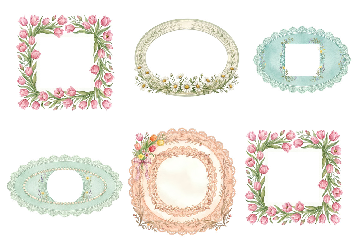 Cottagecore Spring Frame Clipart, an Illustration by GatewayDesign (Photo 3 of 3)