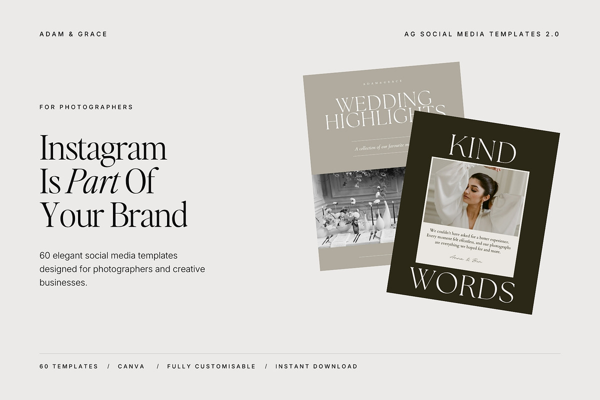 60 Instagram Templates | Canva Set, a Social Media Template by Adam and Grace (Photo 4 of 23)