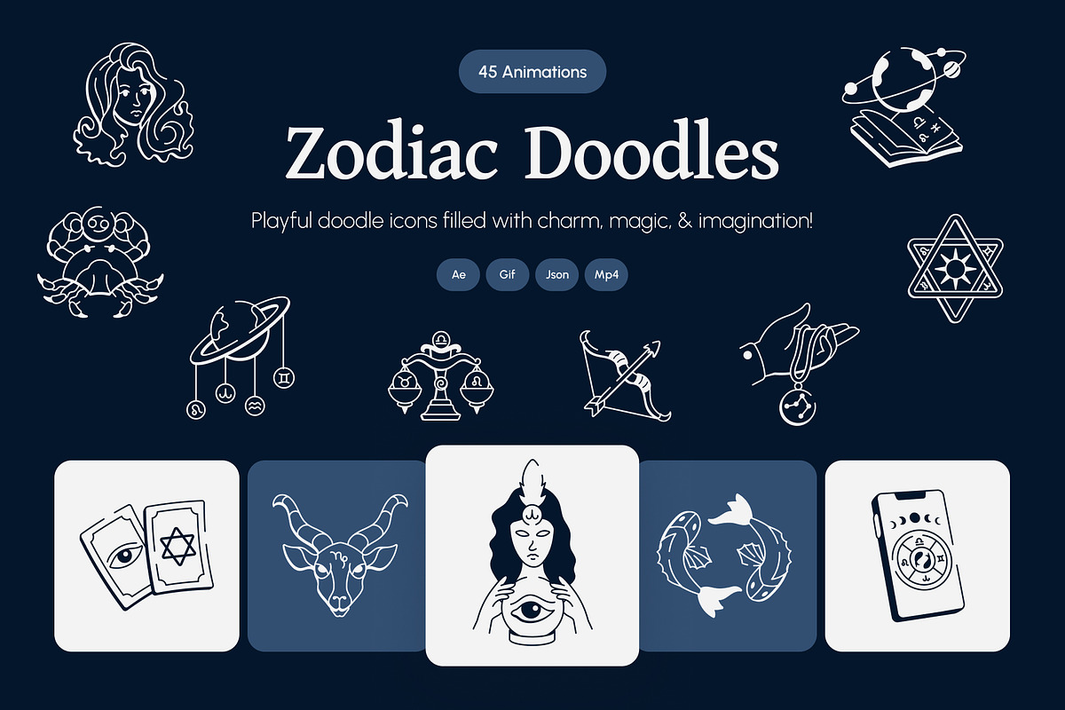 Animated Zodiac Drawing Art Set, an Outline Icon by Vectors Market (Photo 1 of 5)