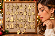 Christmas Earrings Laser Cut Bundle, an Object Graphic by DreamCafeArt (Thumbnail 2 of 6)