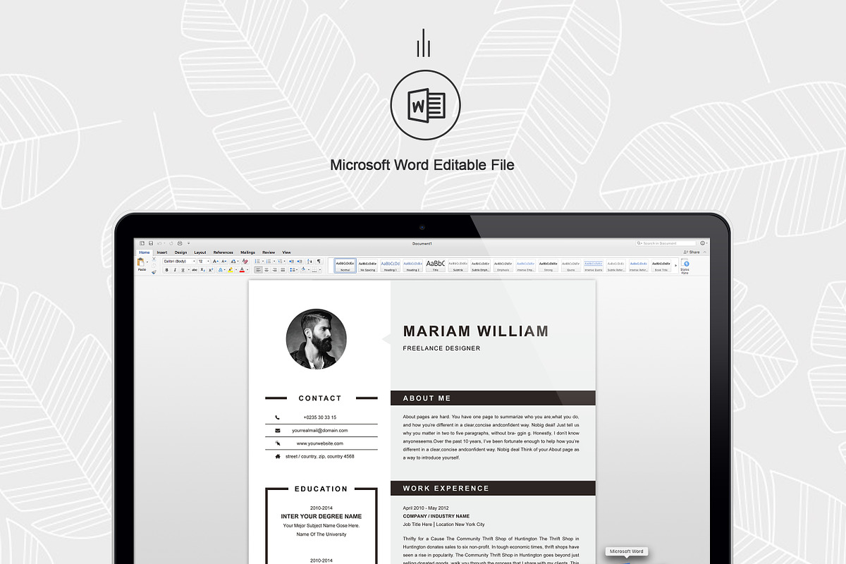 Modern & Clean Resume / CV Template, a Resume Template by ResumeInventor