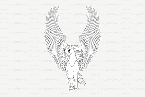 Vector Outline Pegasus Clip Art