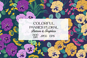 Colorful Pansies Floral Pattern, a Pattern Graphic by StudioGlouna (Thumbnail 1 of 9)