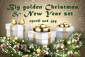 Big golden Christmas & New Year set