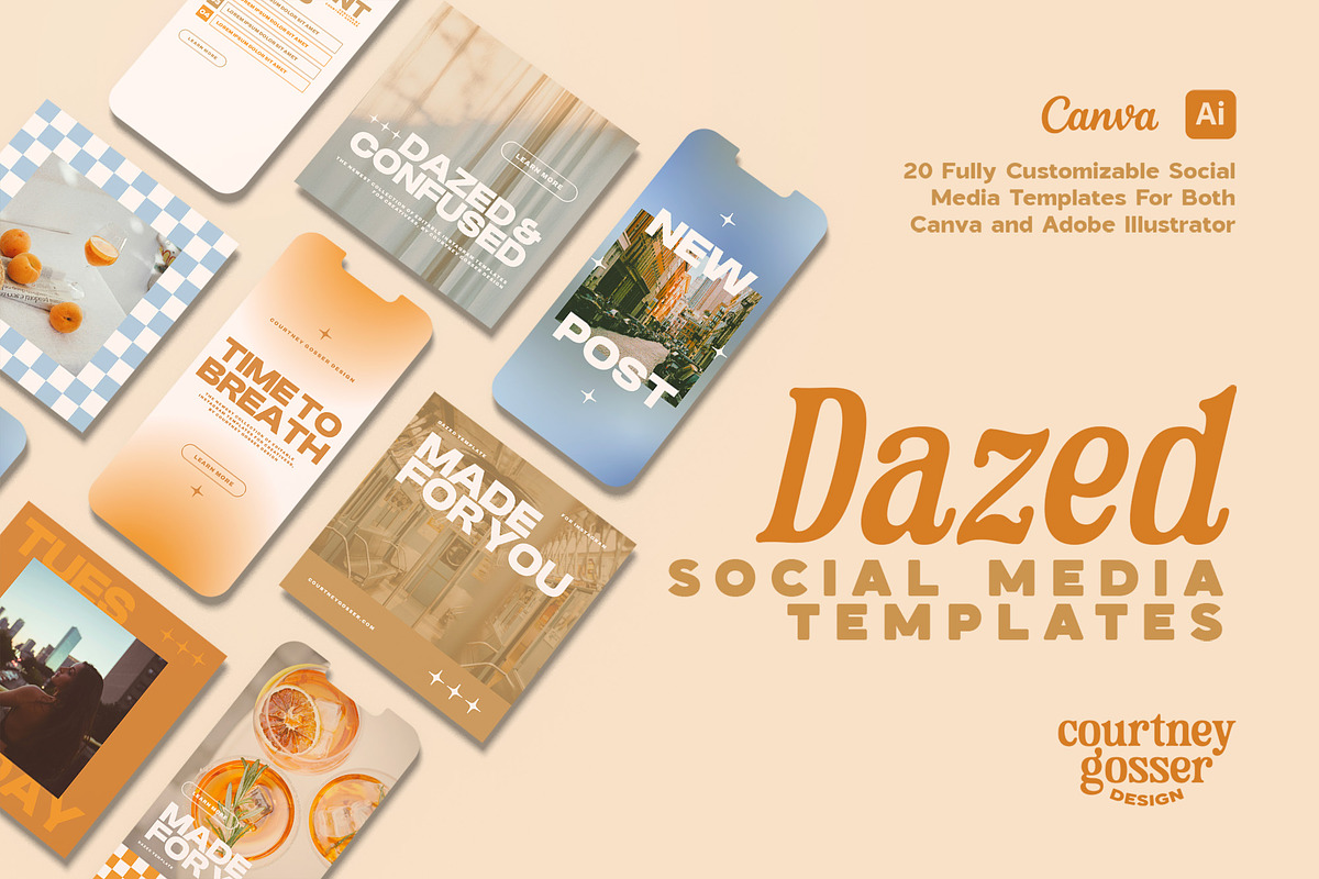 Dazed · Social Media Template Kit, a Social Media Template by Courtney Gosser Design (Photo 1 of 8)