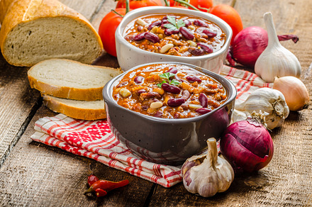 Homemade chilli con carne bio bread stock photo containing chilli and chili, a Food & Drink Photo by Stepanek Photography