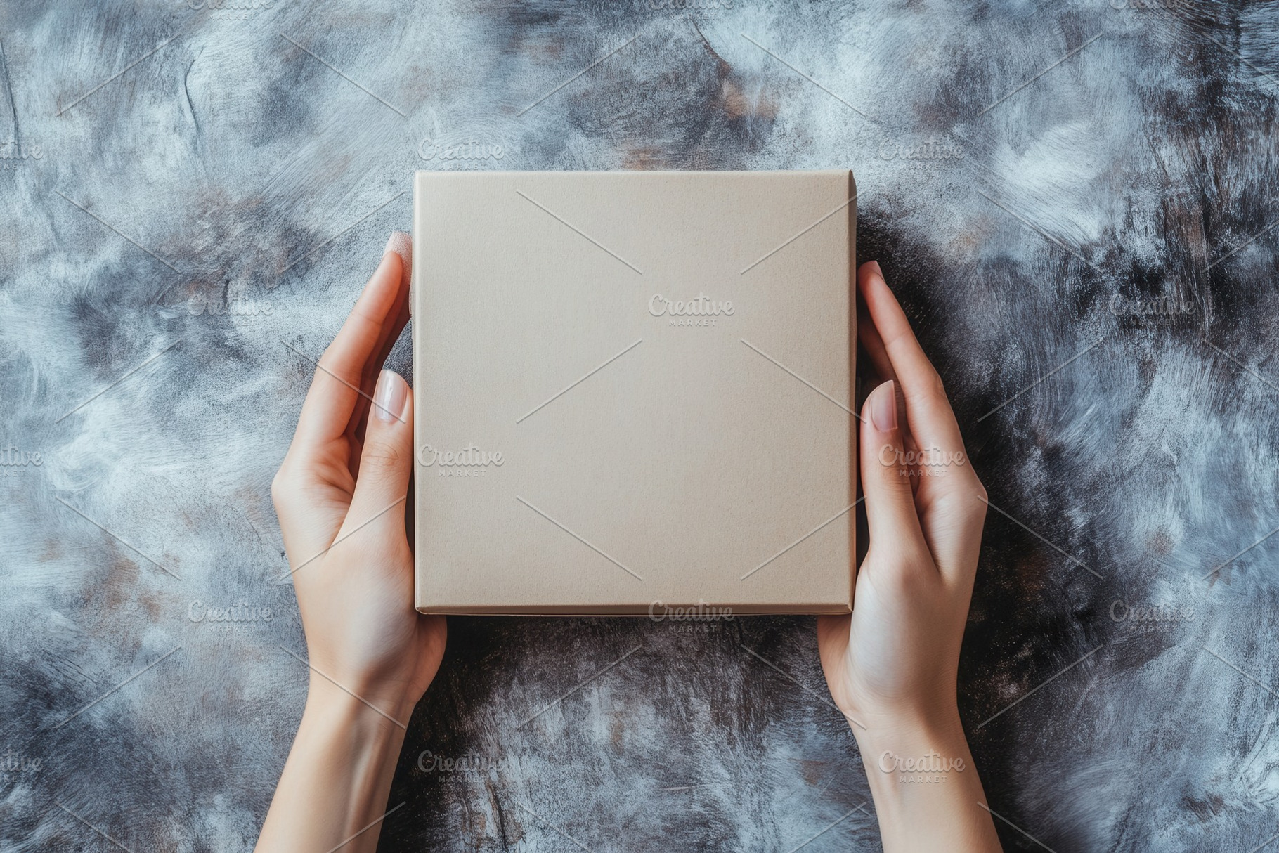 Hands holding a blank square box, a Photo by Pavel_design