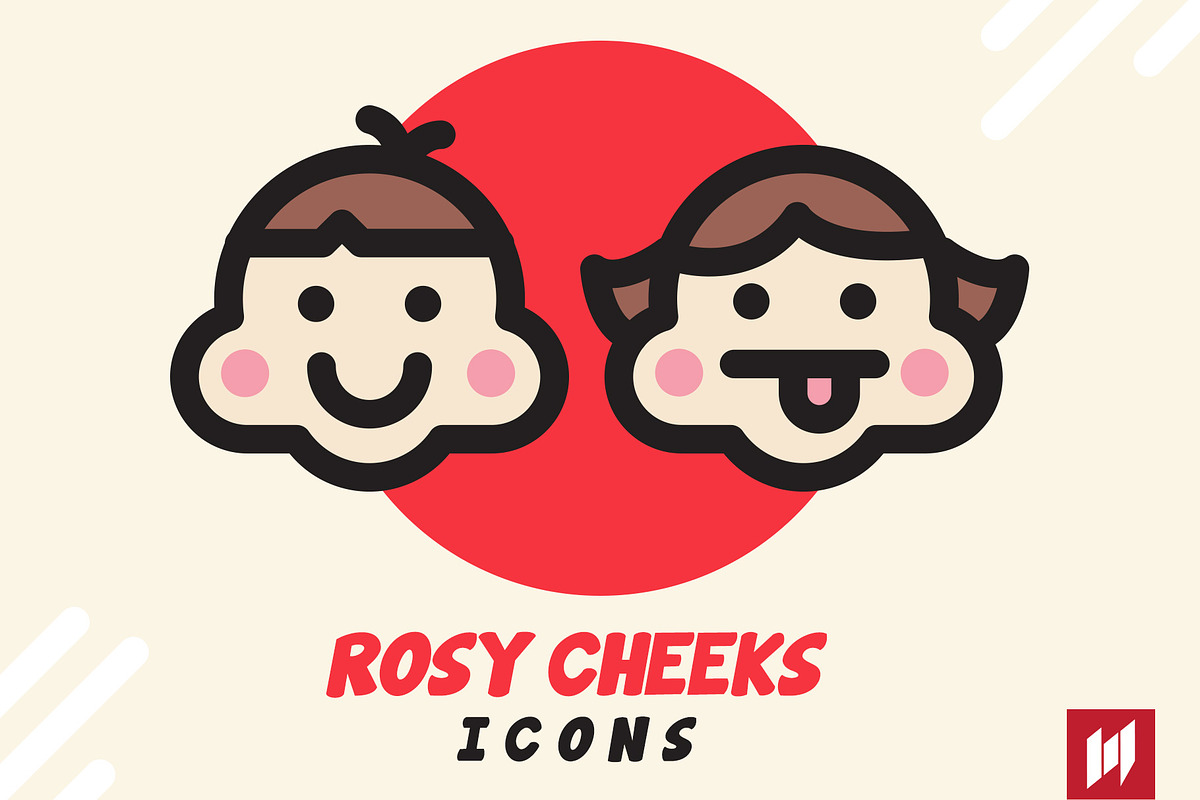 Rosy Cheeks Emoticon Set, an Outline Icon by NAS (Photo 1 of 3)