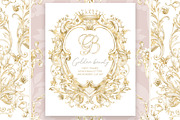 Gold Wedding Crest Watercolor Set, a Decorative Illustration by WonderWonder (Thumbnail 7 of 9)